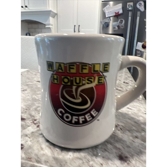 Waffle House Thick Rounded Diner Coffee Mug Cup Tuxton Vintage Heavy Duty White - Picture 1 of 5